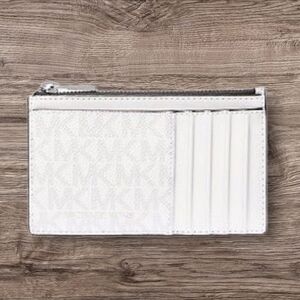 Michael Kors Cooper Slim Logo Zip Wallet Bright White NWT
